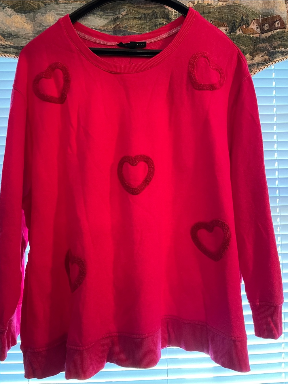 Jane + Delancey Women’s Heart-Embellished Crewneck Sweatshirt - Red